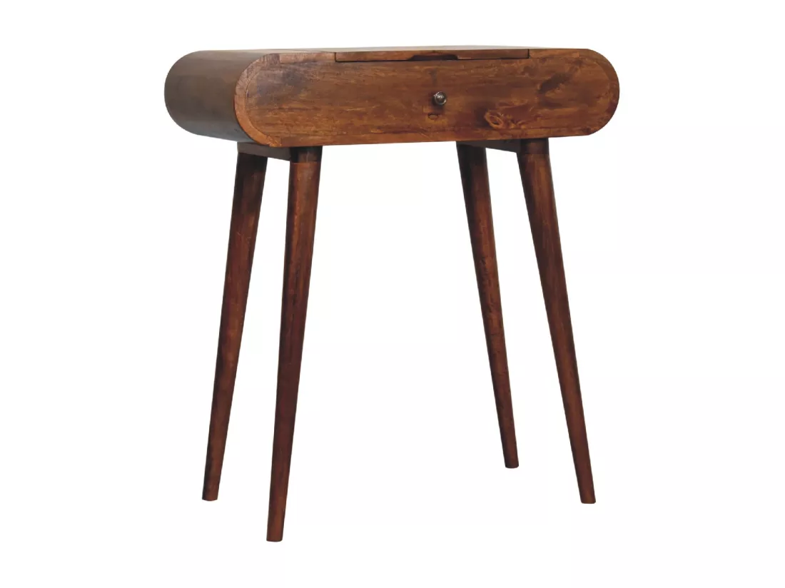 Mini Coiffeuse Pliable Ronde en Châtaignier