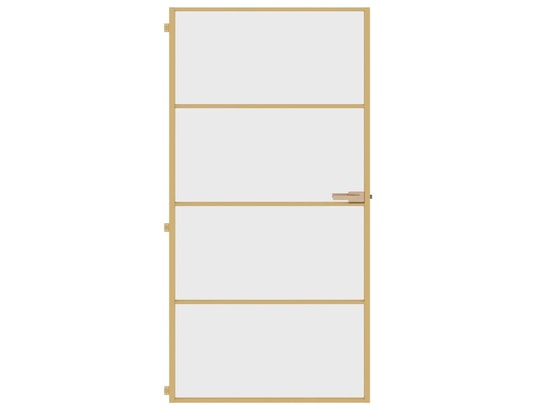 VIDAXL - Porte verre Porte intérieure mince doré verre trempé aluminium