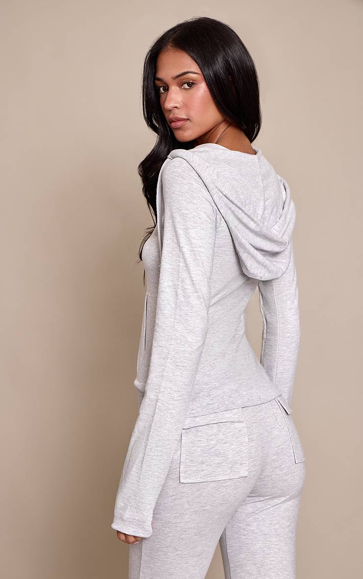 Gris Cendré Veste De Survêtement Ajustée Zippée Pour Grande Taille