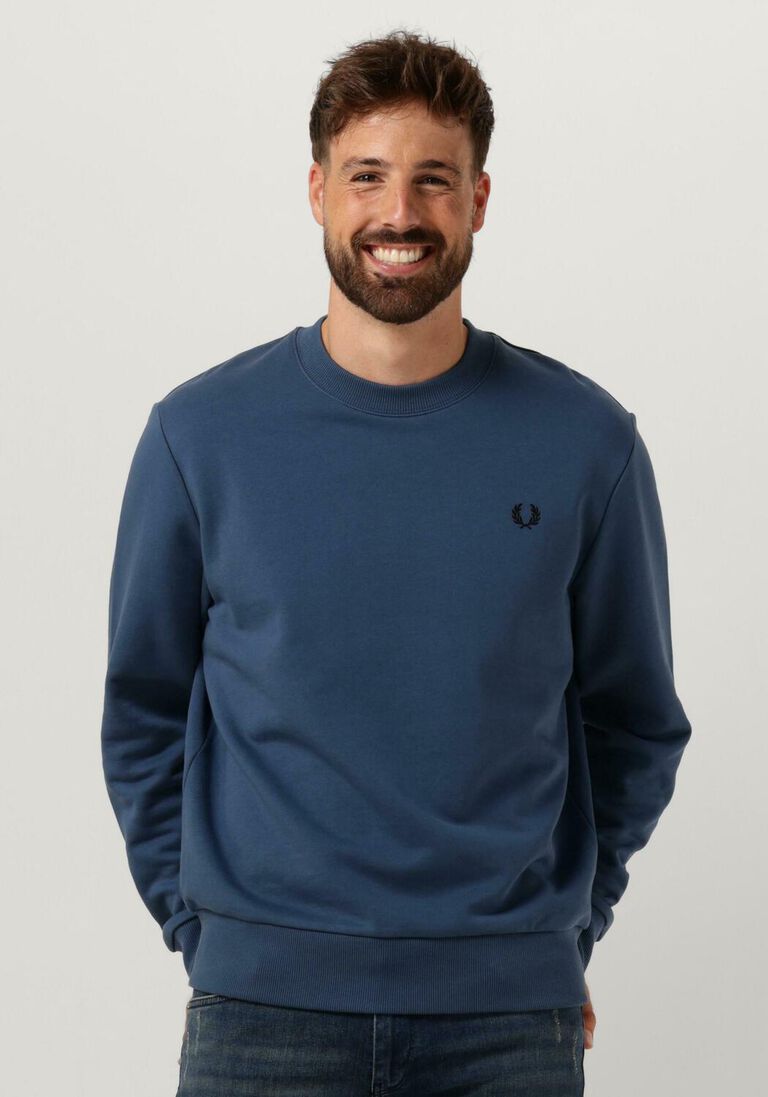 FRED PERRY blauwe fred perry trui crew neck sweatshirt