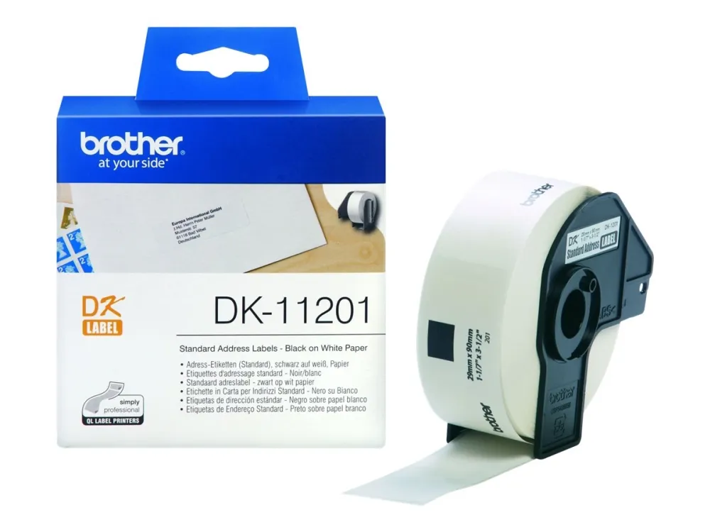 Brother DK-11201 label sort på hvid 29x90 mm - med 400 adresseetiketter