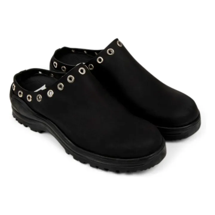 Roseanna Sabots Slogan Cuir | Noir