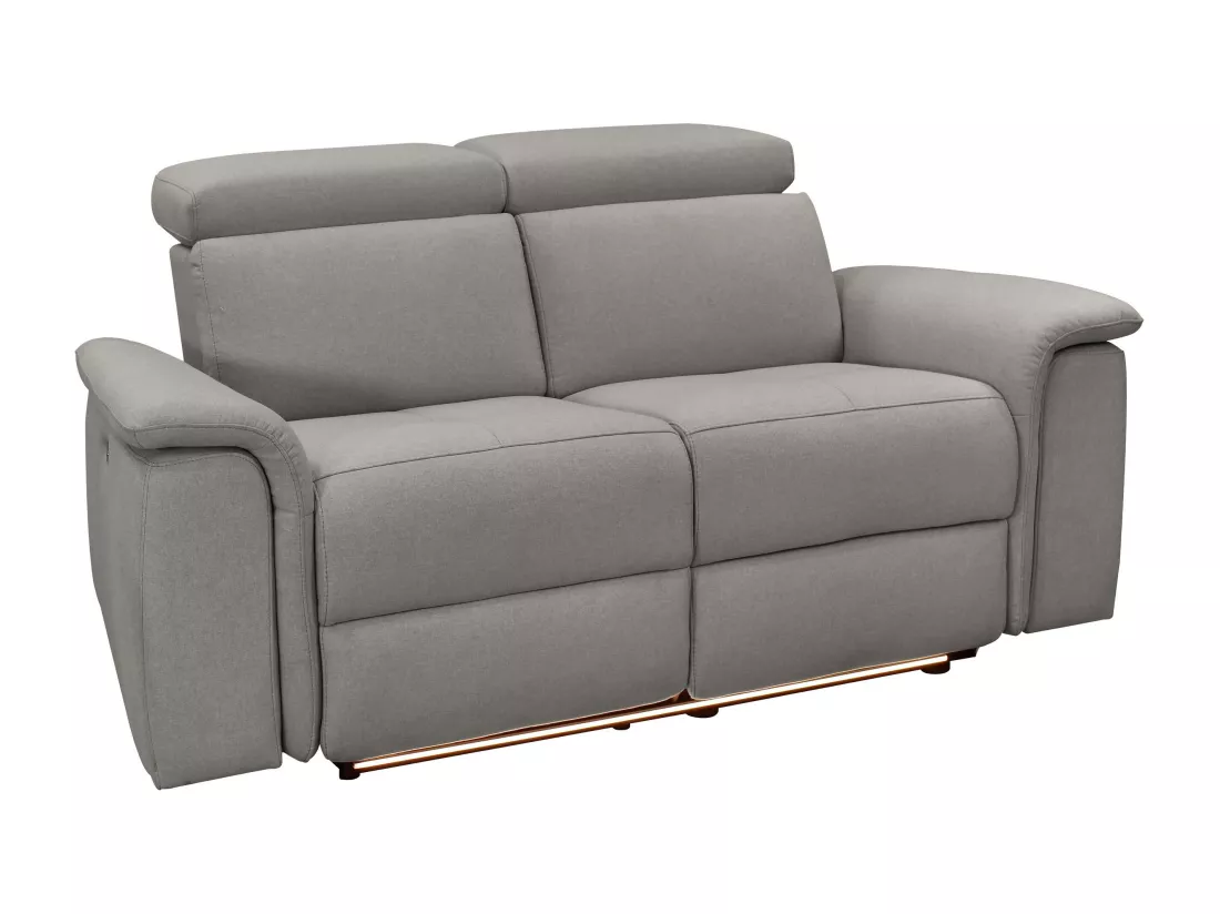 Pareli | Canapé 2 places avec fonction manuel en tissu gris