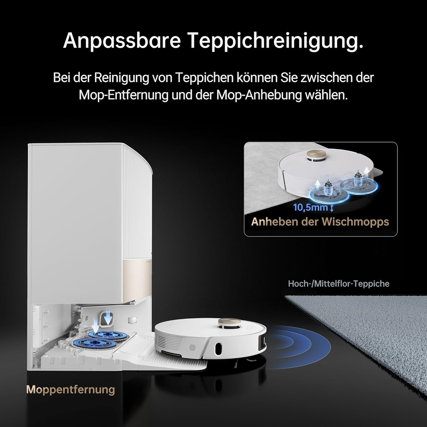 dreame L20 Ultra Roboter Staubsauger mit MopExtend-Technologie, Moppentfernung, anheben der Wischmopps, AI Action, 7000 Pa Saugroboter mit selbstreinigender Basisstation für Teppiche und Hartböden