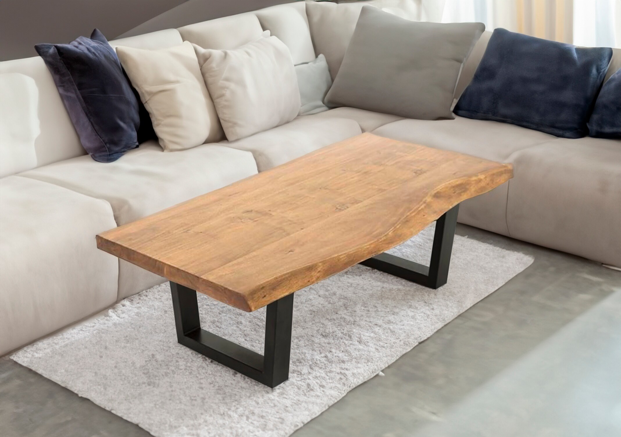 byLIVING Couchtisch JUDY, Breite 120 cm, Akazie natur/schwarz, Baumkante