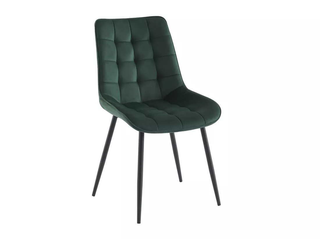 Lot de 6 chaises matelassées - Velours et métal noir - Vert - OLLUA