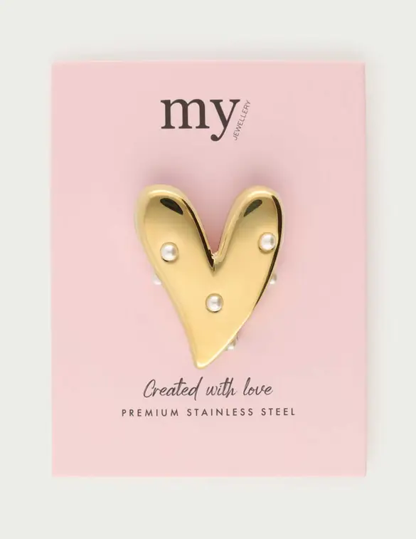 My Jewellery Pearl heart broche MJ13587