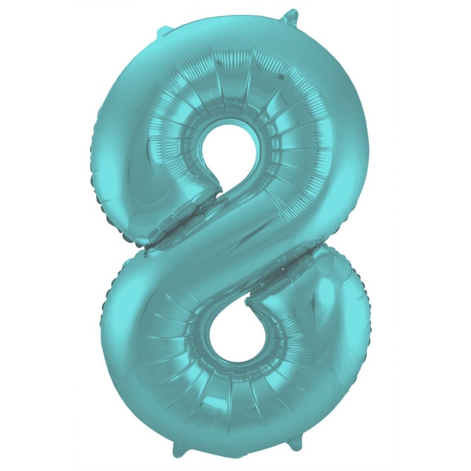 Folienballon - 8 - metall matt pastell aqua blau - ca. 86 cm lang