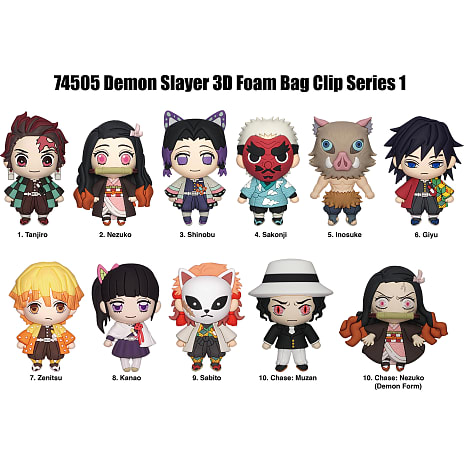 Demon Slayer skumnøglering ca. 6,5 cm – flere varianter – assorteret