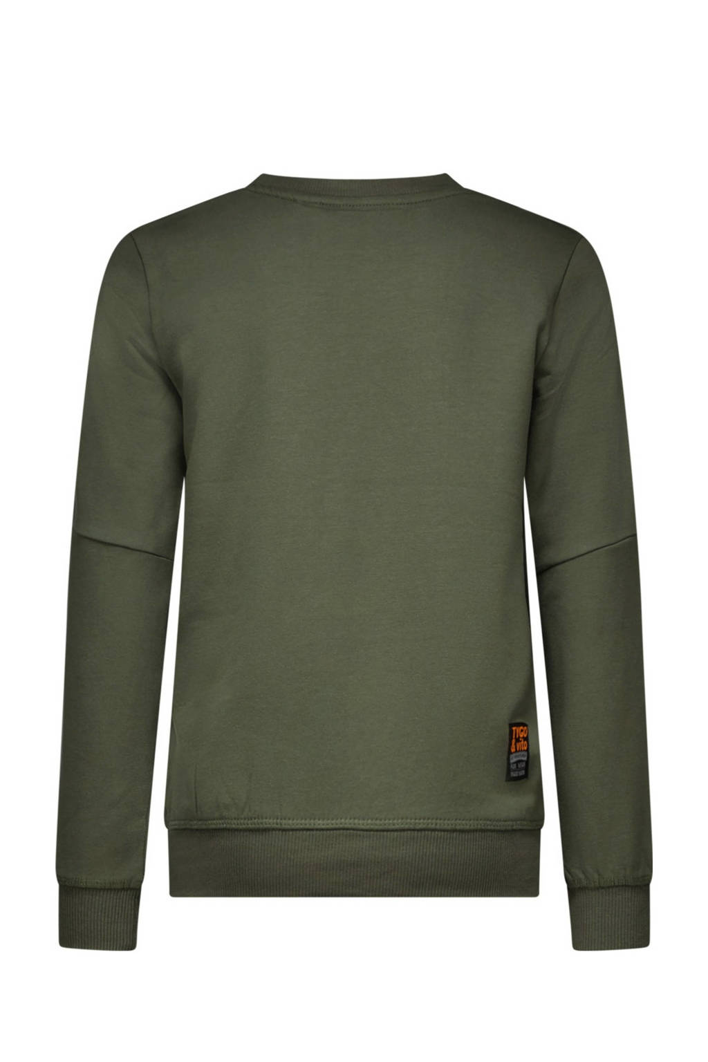 TYGO & vito sweater Stan met contrastbies tijmgroen
