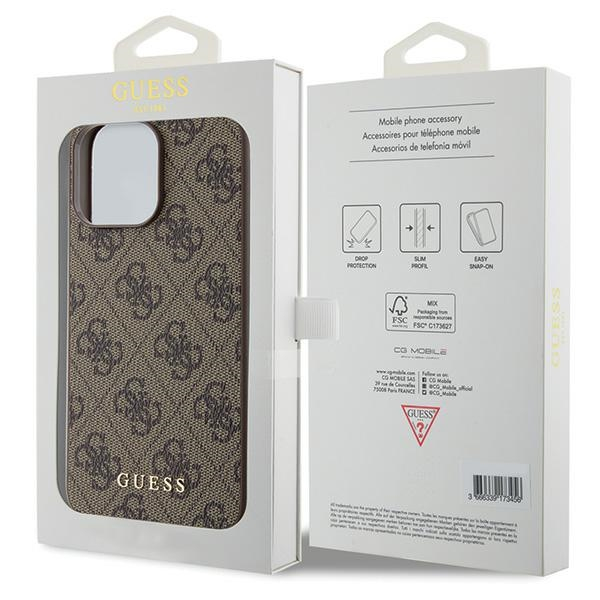 iPhone 15 Pro Max Hybrid Hardcase Hülle Metal Gold Logo (GUHCP15XG4GFBR) - Braun