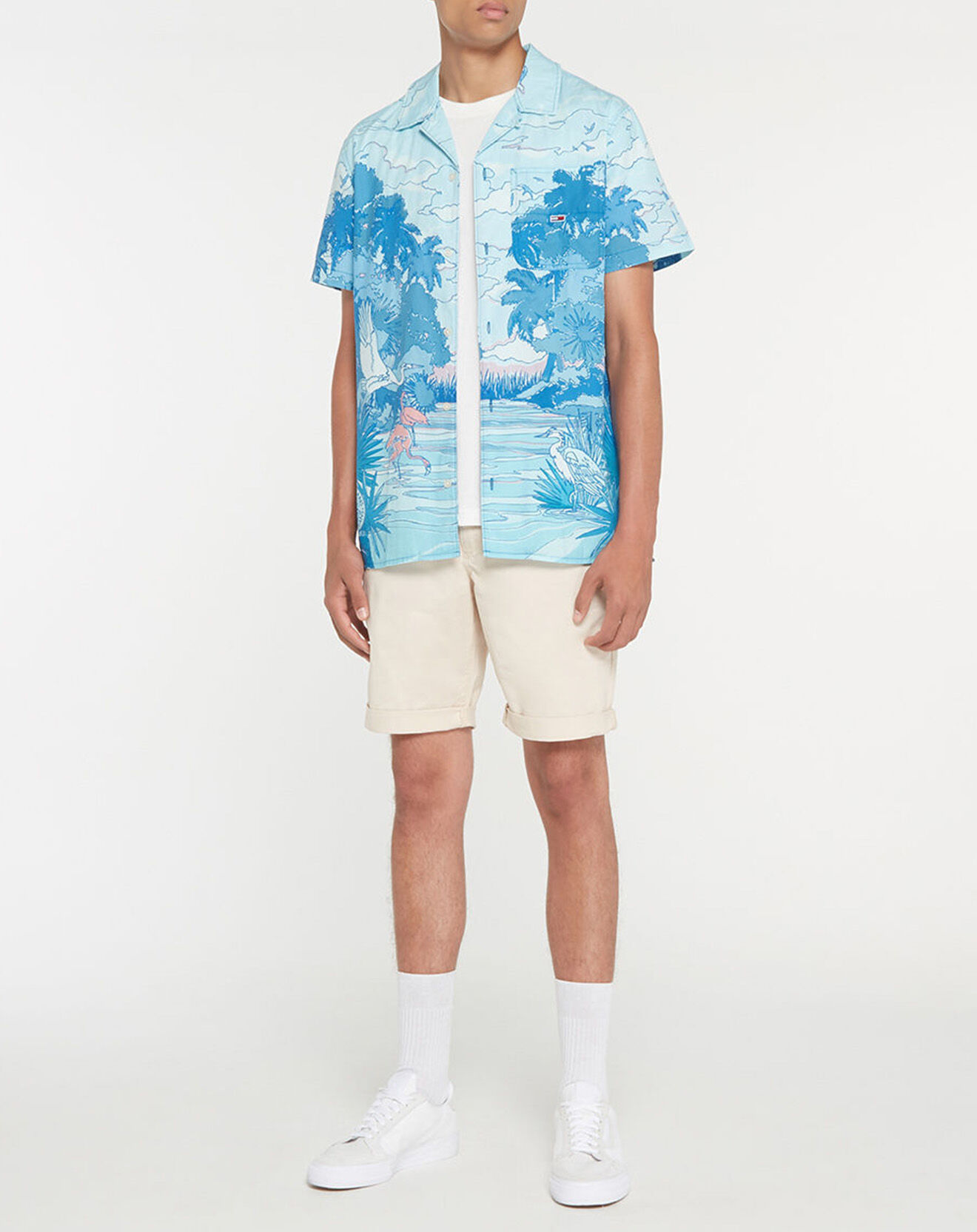 Tommy Jeans Chemise imprimé tropical bleue