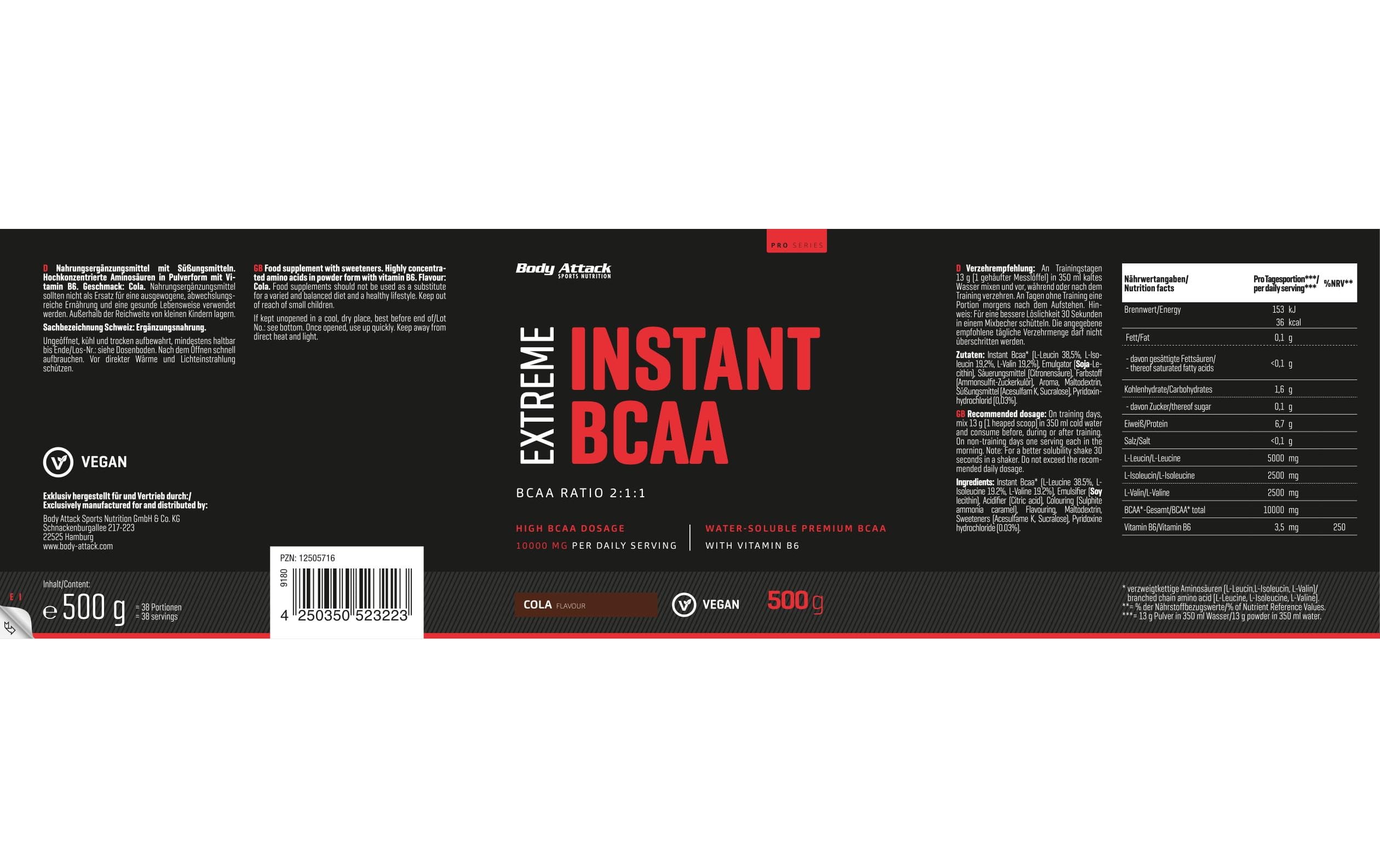 Pulver Extreme Instant BCAA Cola 500 gPulver für Fitness- und Ausdauersportler