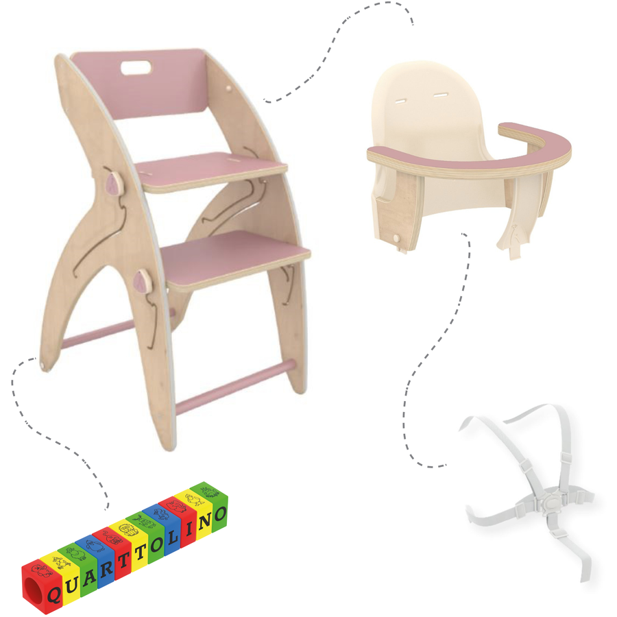 QuarttoLino® Hochstuhl Set Mini Rosa