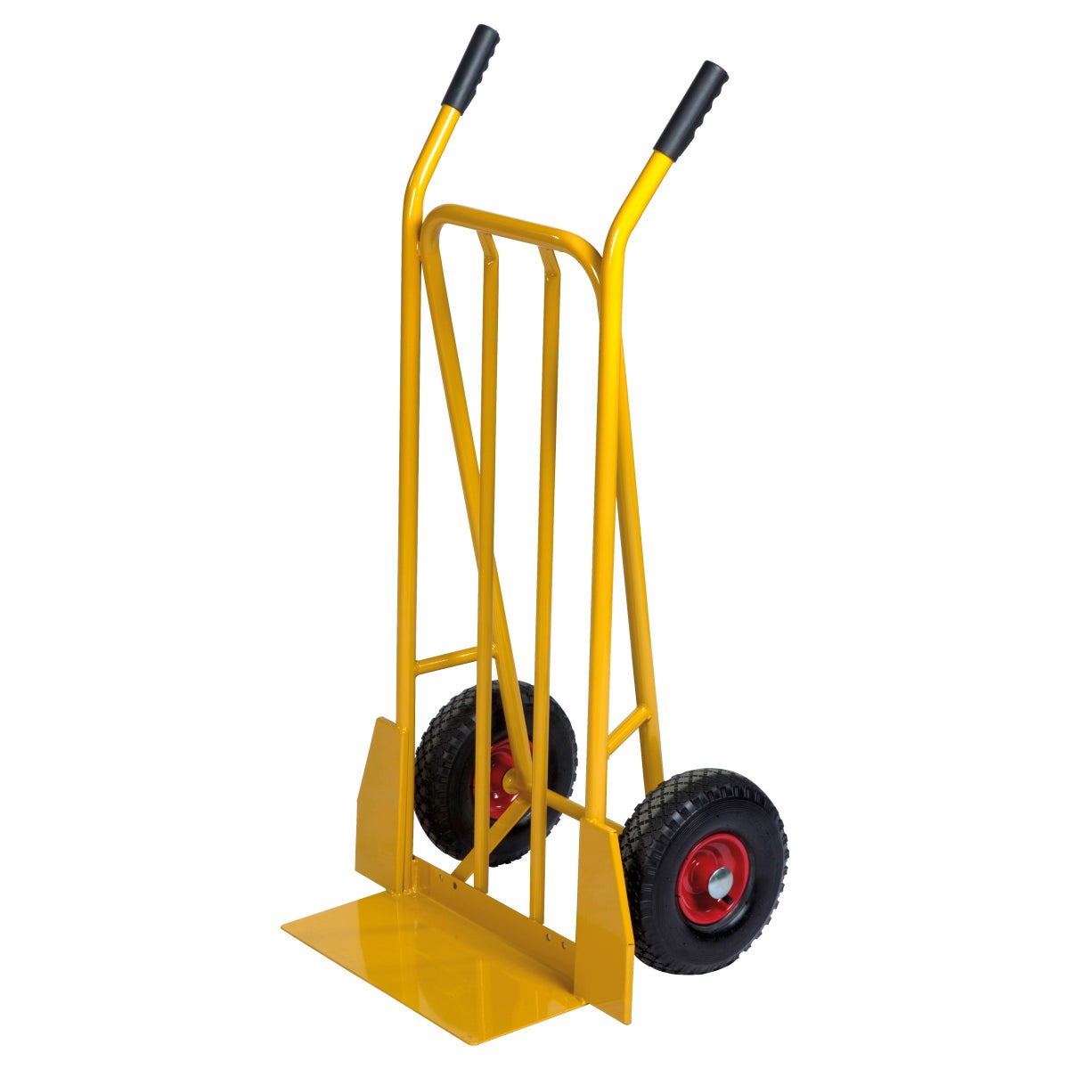 Kongamek bagage- en steekwagen, stijf 780x555x1110mm in geel met 250kg laadvermogen en lekvrije banden