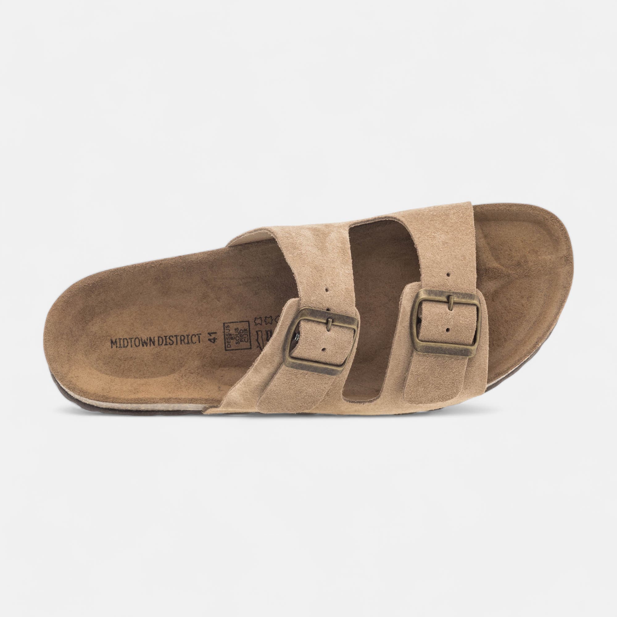 Mules semelle liège Homme en cuir beige