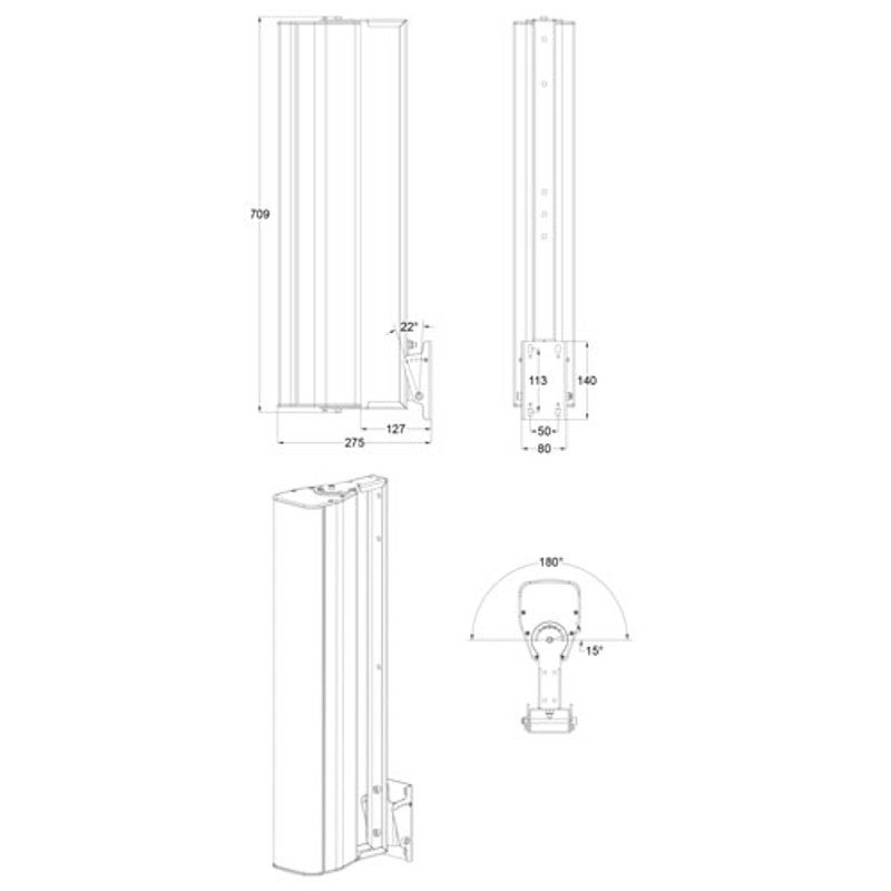 Audiophony iLINE83supw ophangsysteem voor iLINE83 wit