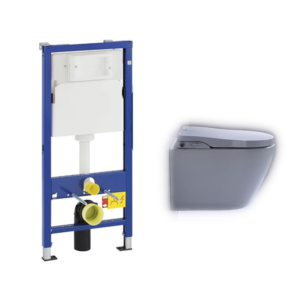 Geberit UP100 toiletset met Saniclear Jama randloos toilet en bidetzitting