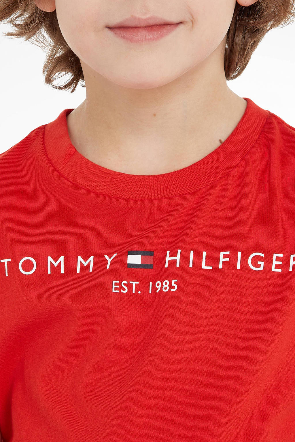 Tommy Hilfiger unisex T-shirt van katoen rood