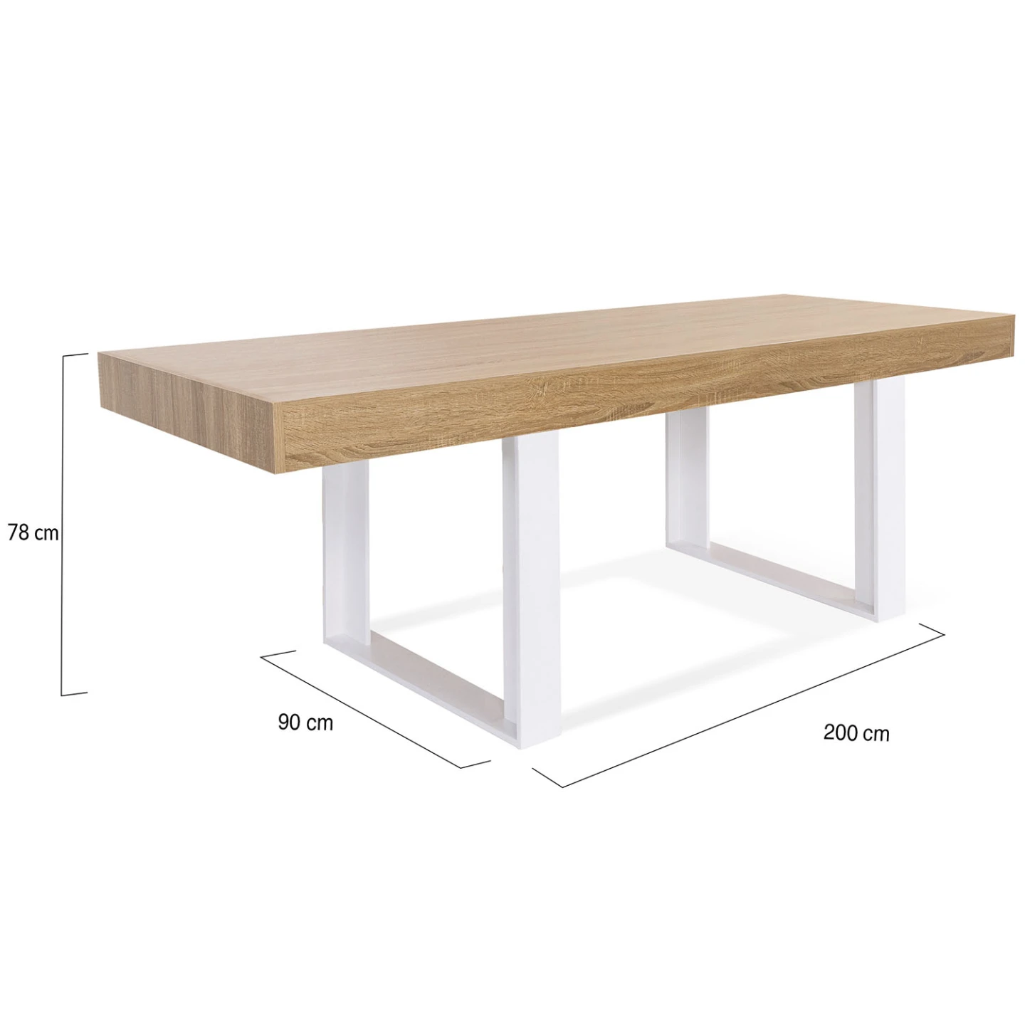 Table à manger rectangle PHOENIX 8 personnes bois et blanc 200 cm