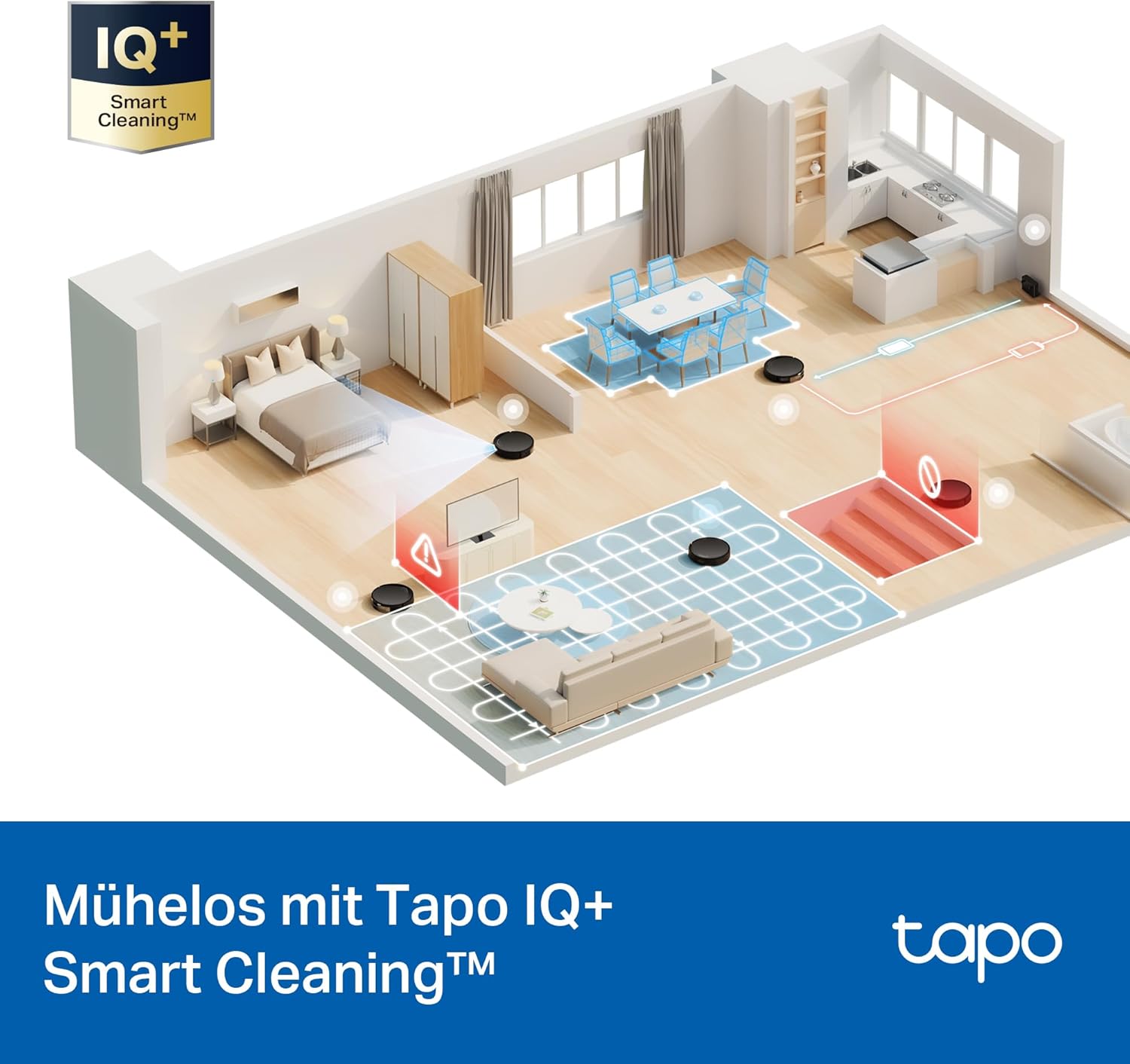 Tapo RV20 Max Plus Saugroboter mit Wischfunktion und automatischer Absaugstation, 5300Pa Ultra-Starke Saugkraft, 83 mm Ultra-schlank, kompatibel mit Alexa & Google Assistant Sprachsteuerung, App