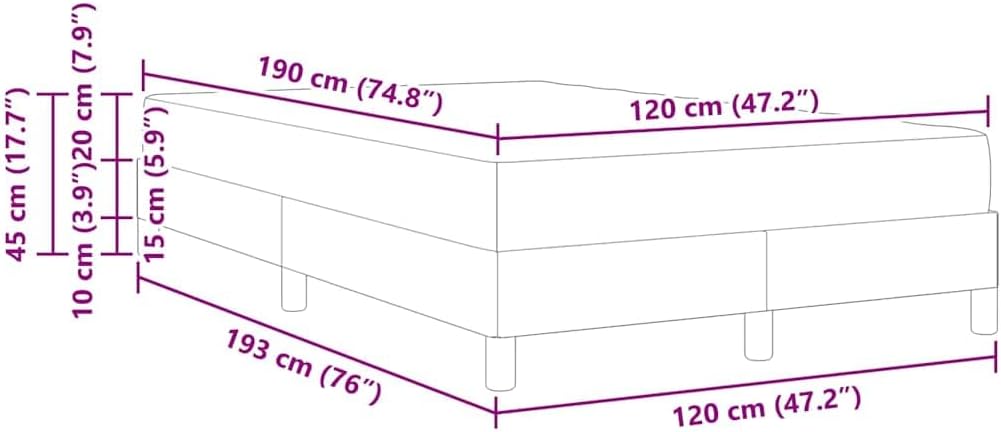 vidaXL Boxspringbett mit Matratze Dunkelgrau 120 x 190 cm Stoff, Moderner Schlafzimmer-Bettgestell, rechteckiger Boxspring, gemütliche Plattform, langlebige Schlaflösung, Elegantes Design