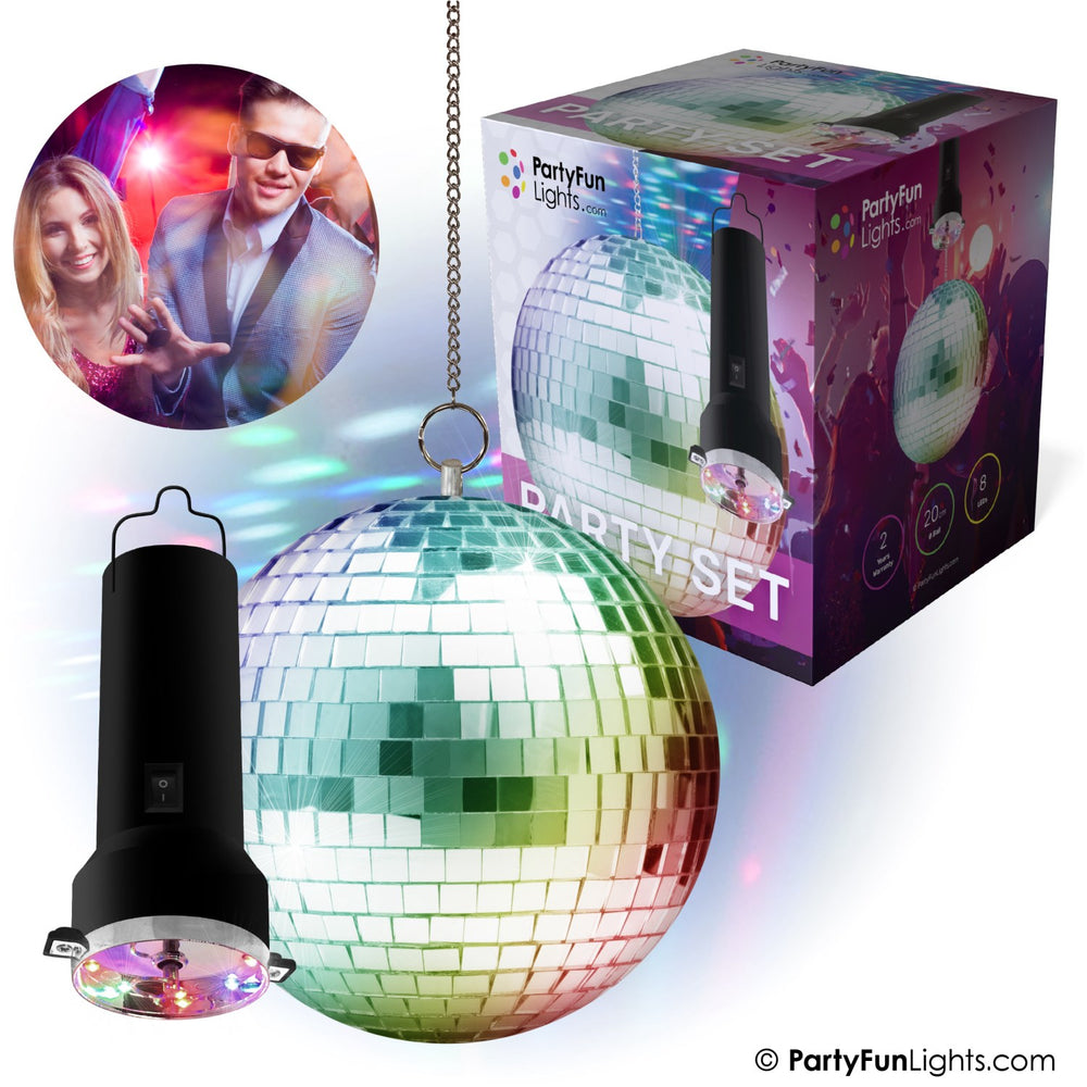 Køb Party Funlight Party Sæt - Rotating Mirror Ball With LED And Motor