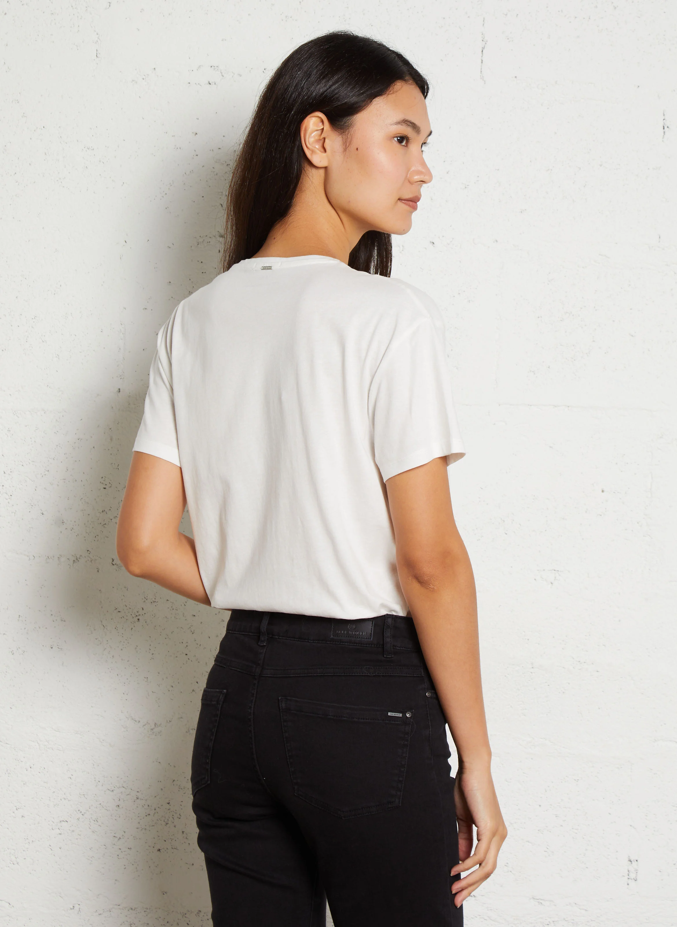 Tee-shirt droit col V en coton | Blanc