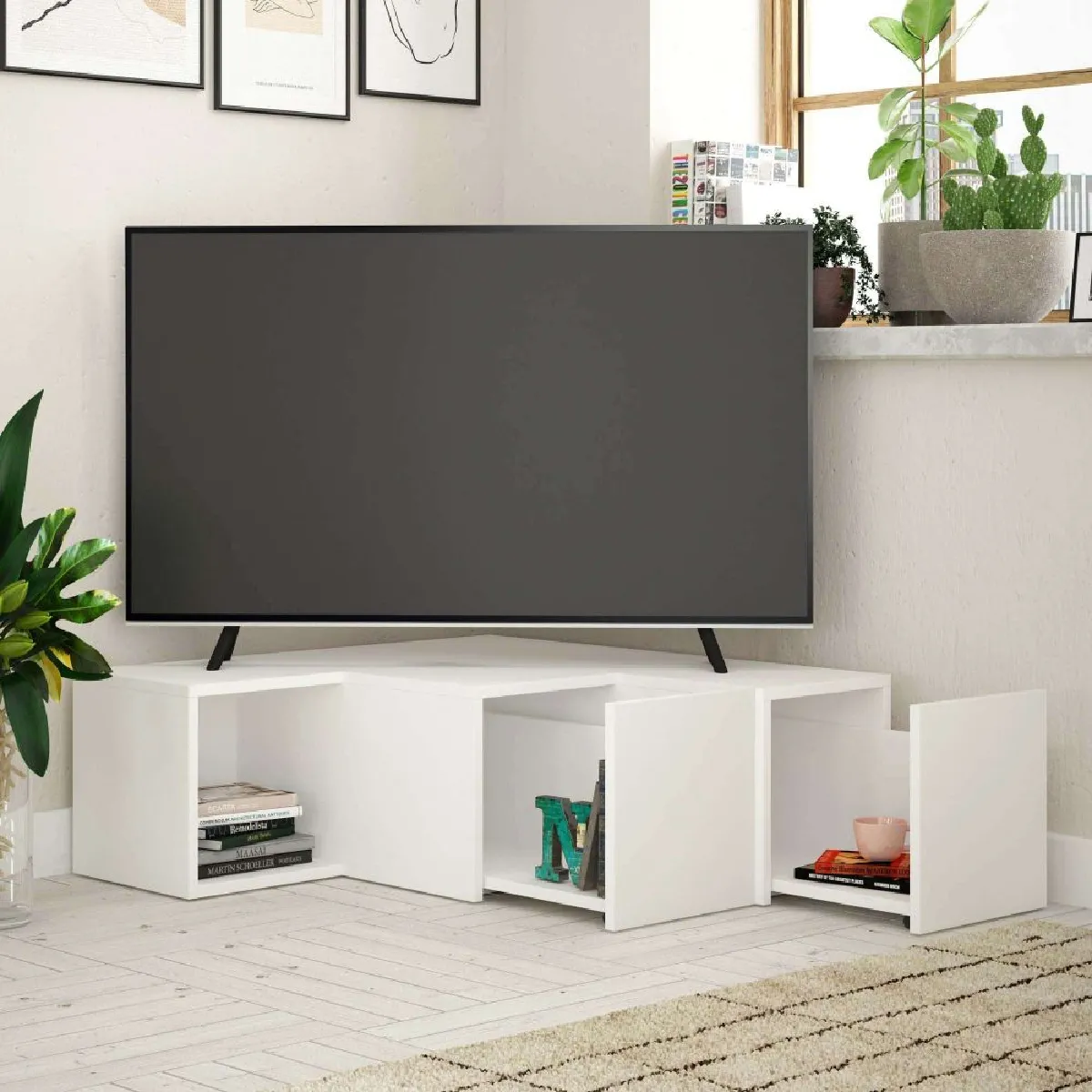 Hanah Home Compact Meuble TV Blanc