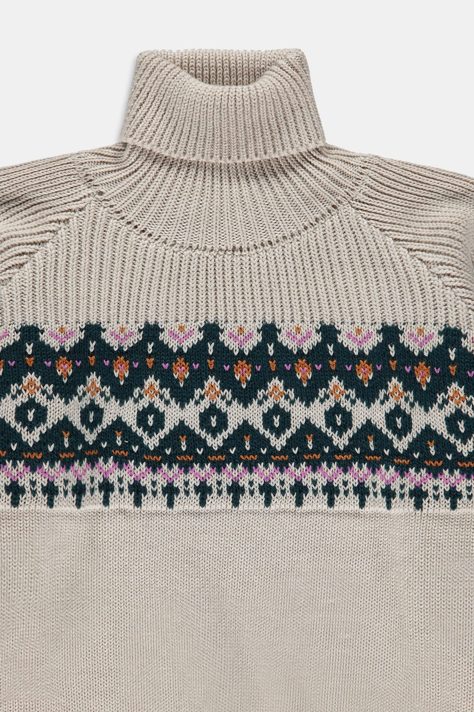 Pull-over en maille à col roulé et motif jacquard