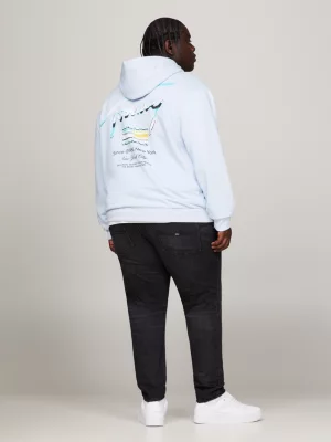 Moletom com capuz e estampa metálica com logo nas costas