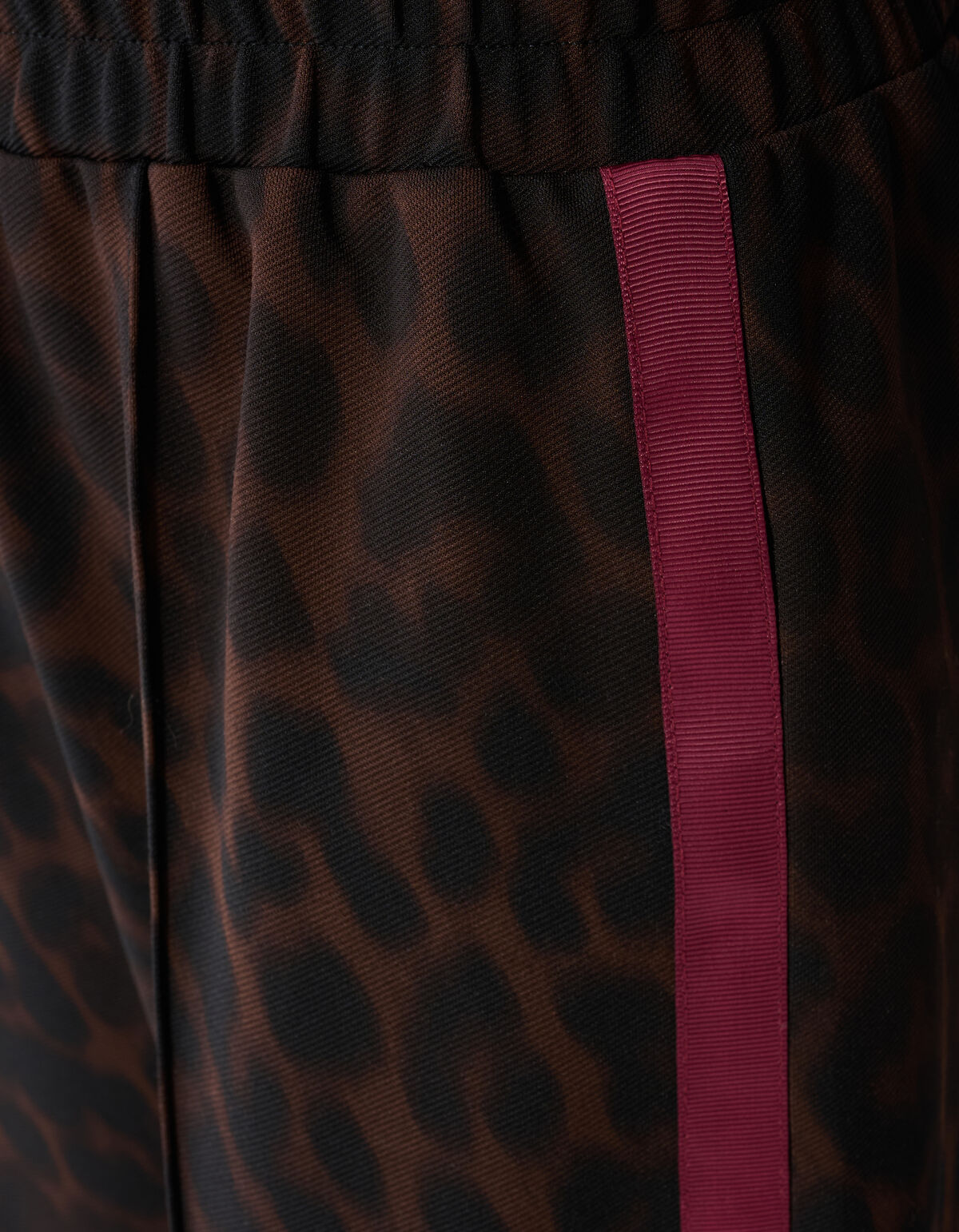 Leopard Stripe Wide Leg Fit Broek Donkerbruin