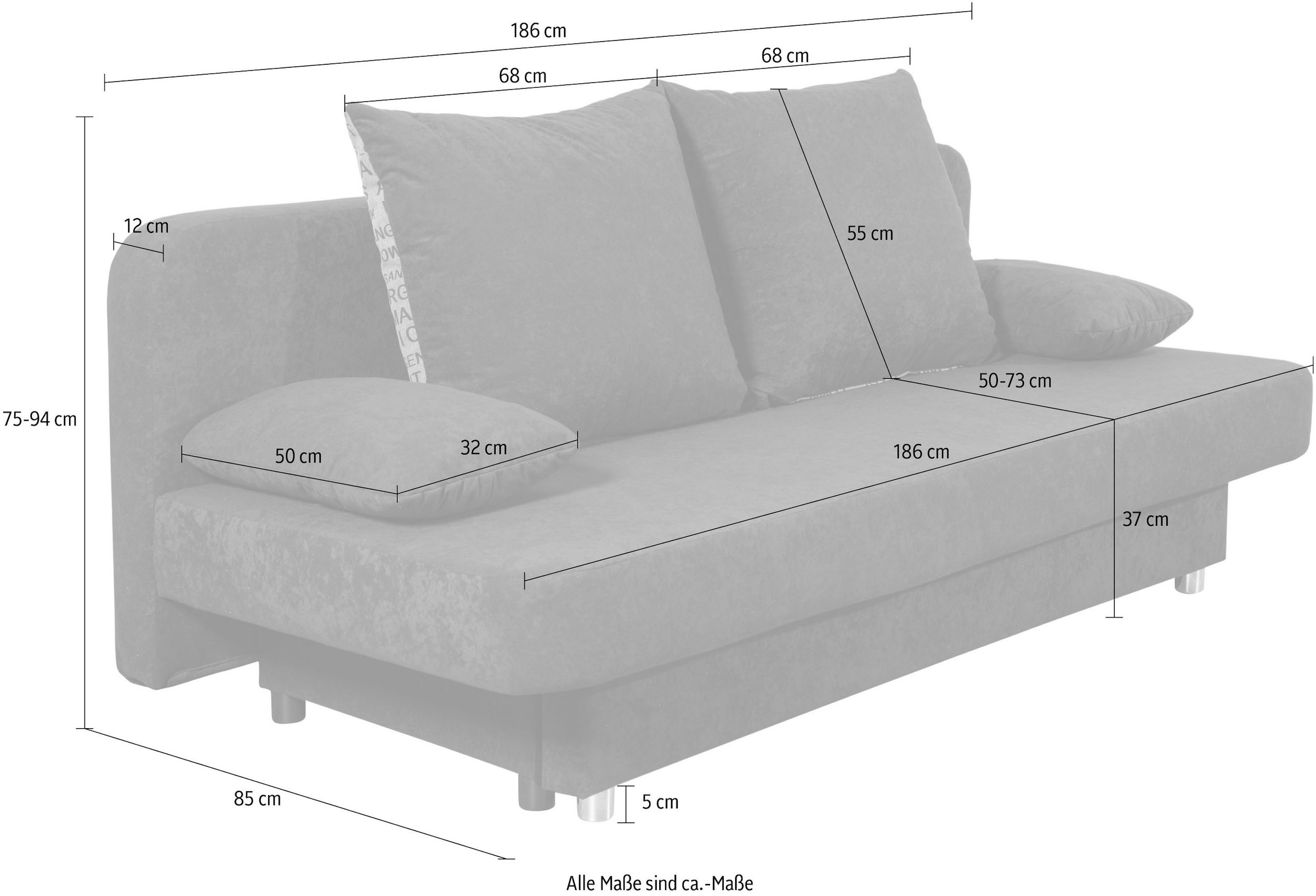 COLLECTION AB Schlafsofa »Ulla inkl. Bettfunktion und Bettkasten« Schlafsofa,Bettfunktion,Bettkasten,inkl. Rückenkissen,Armlehnekissen
