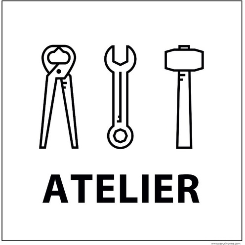 Panneau ATELIERS - fond blanc 250 x 250 mm