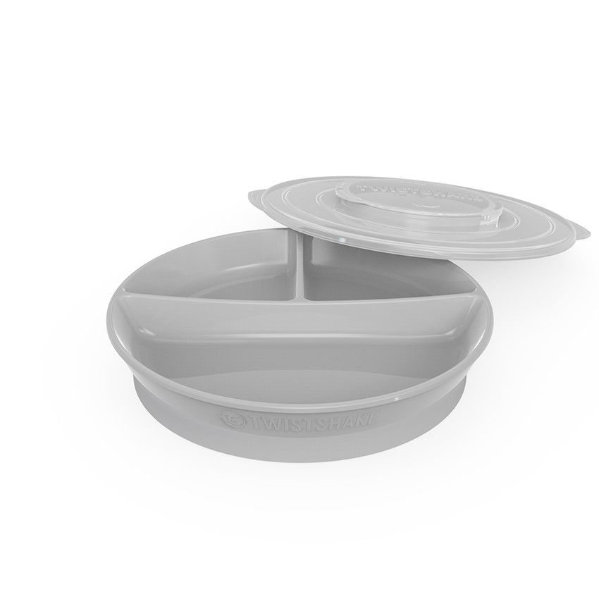Assiette compartimentée 6+ mois - Gris Pastel - Ecru