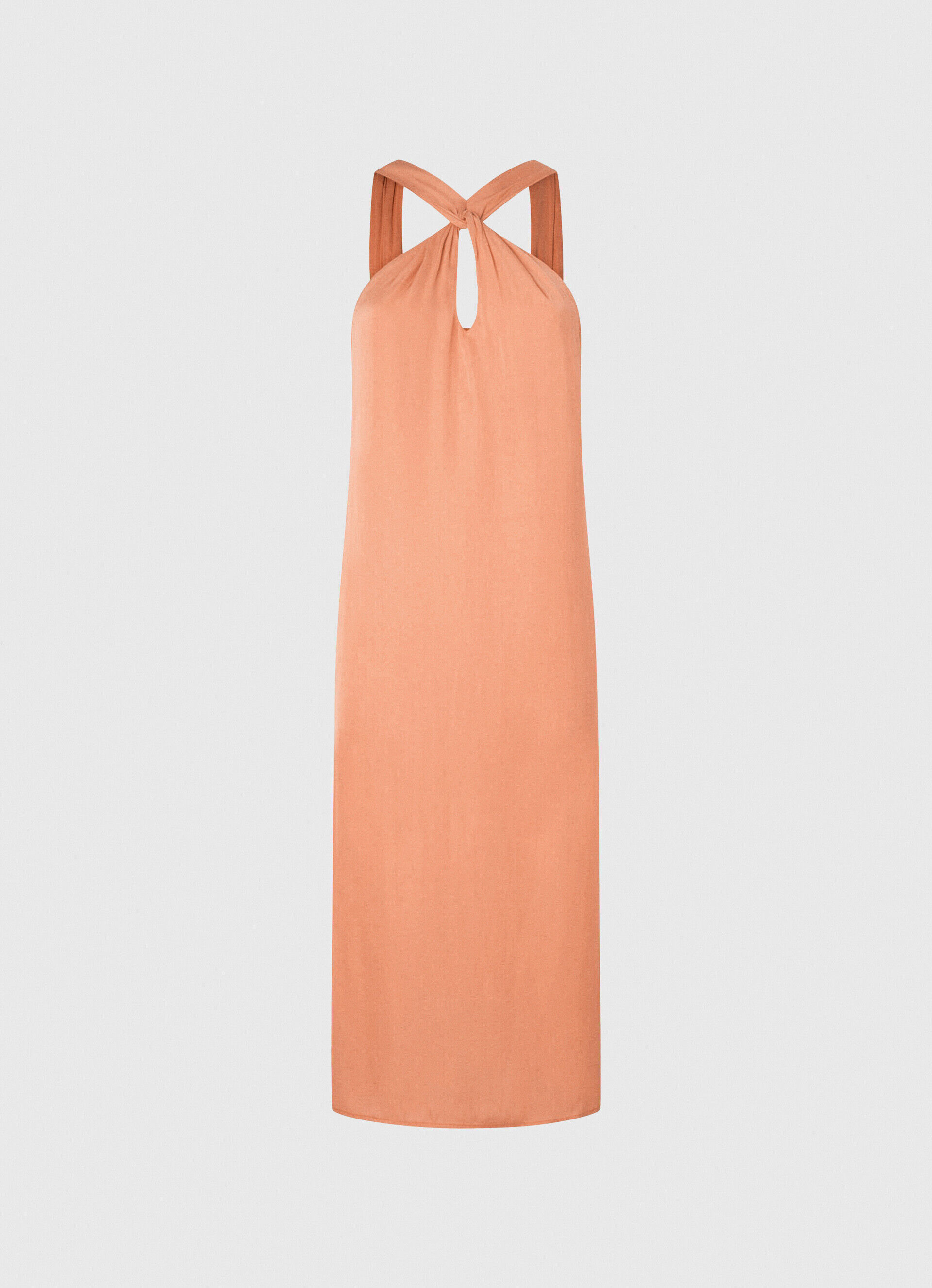 Vestido Casey de cetim liso - pêssego e laranja