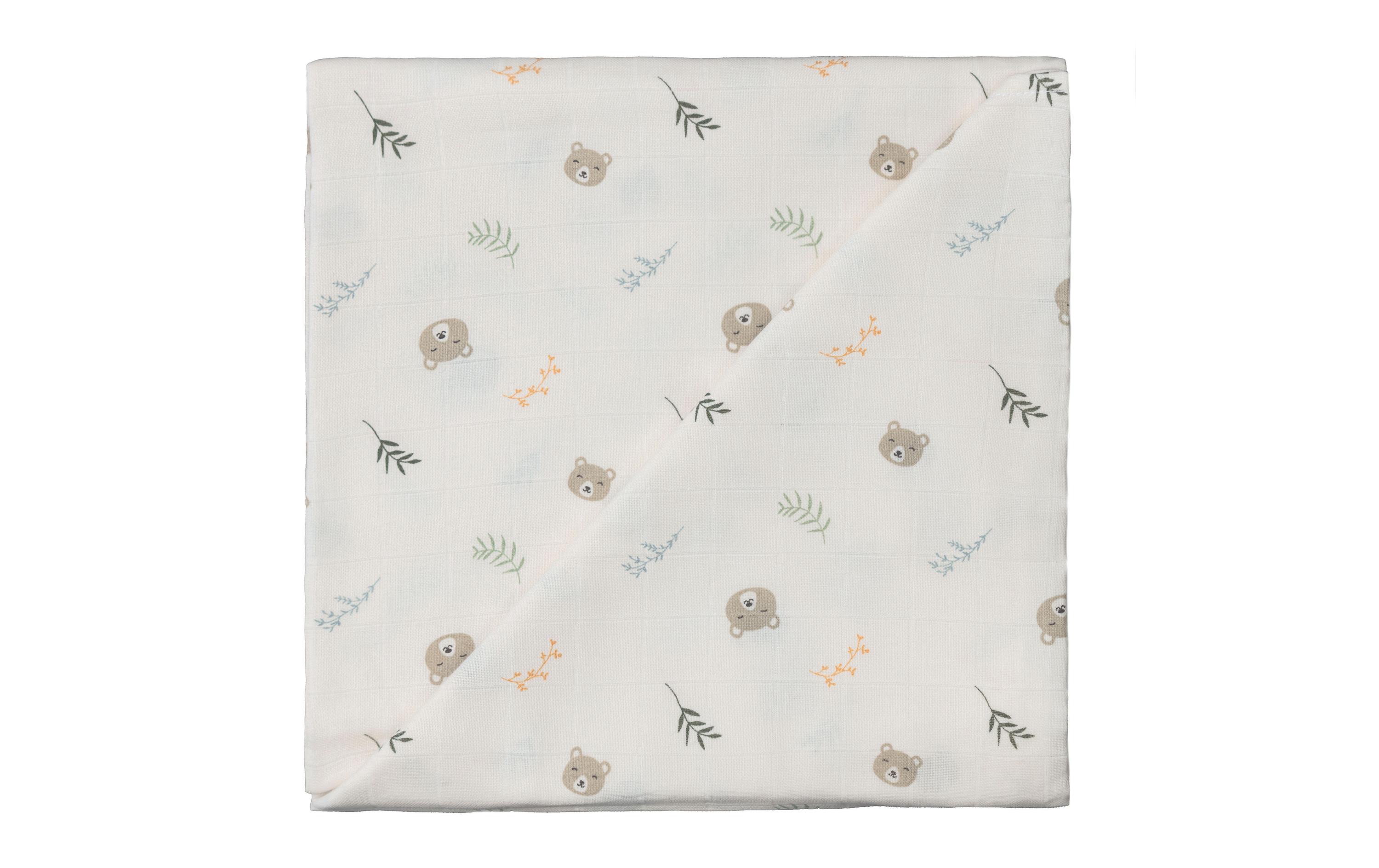 Mulltuch Snoozy Bear 120 cm x 120 cmGaze-Tuch für Babys
