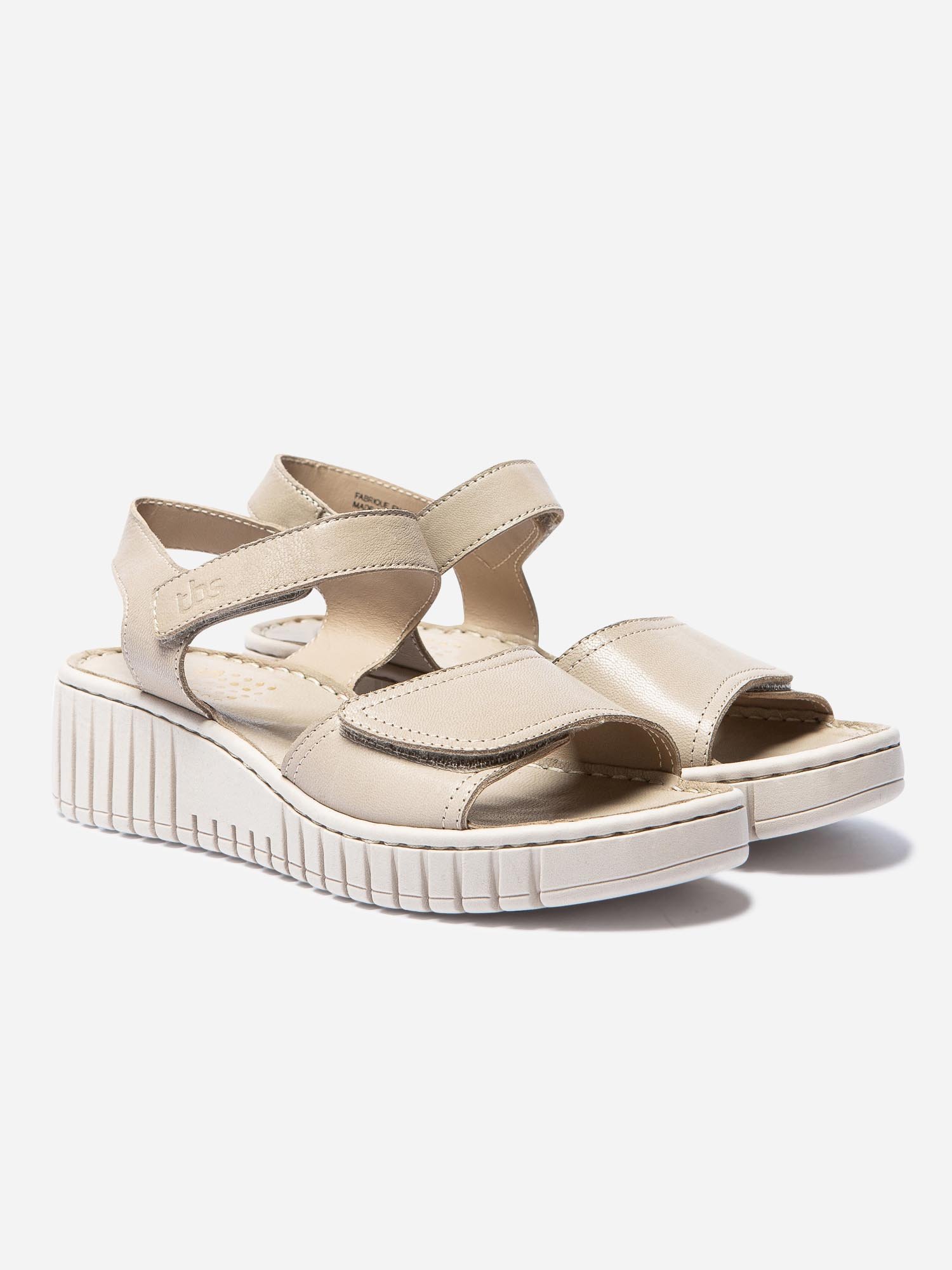 Sandales Femme Compensées à  Scratch Cuir Beige