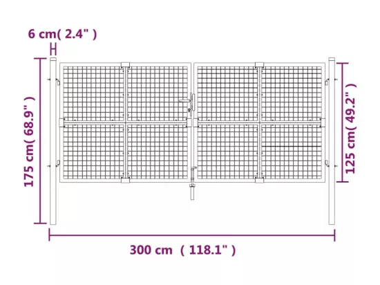 Portal de jardin maille argenté 300x175 cm acier galvanisé