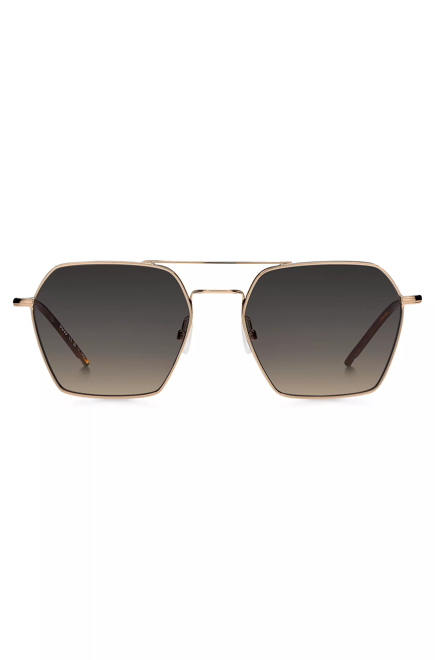 Óculos de sol BOSS Black-Steel com ponte dupla.