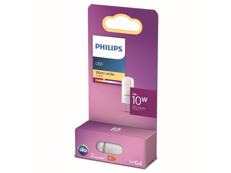 Philips Lampe LED 10W G4 WW 12 V ND Warmweiss Leuchtmittel G4 mit matter Oberfläche