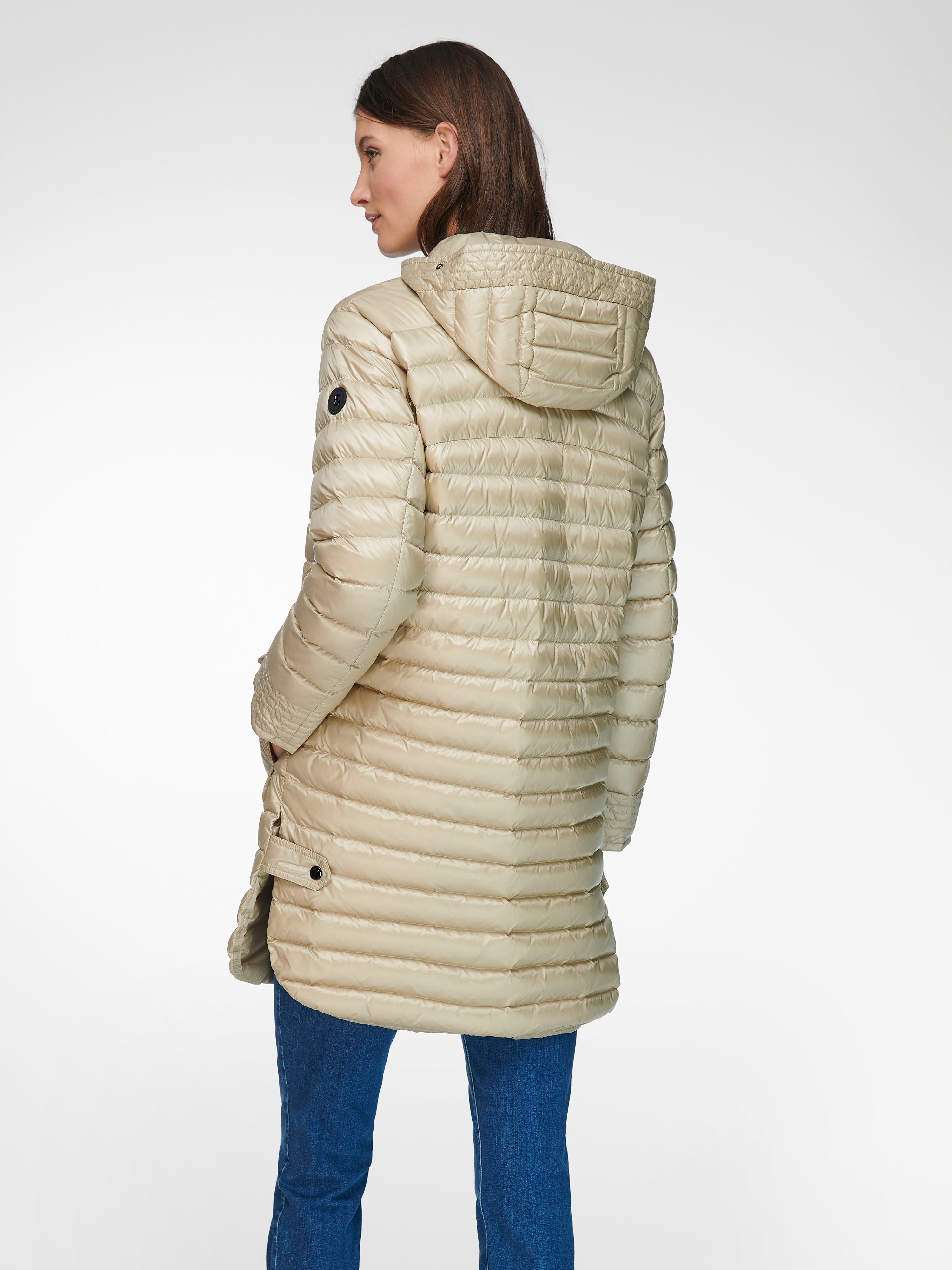 Long-Daunen-Steppjacke