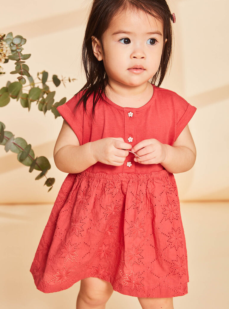 Robe bi-matière coquelicot