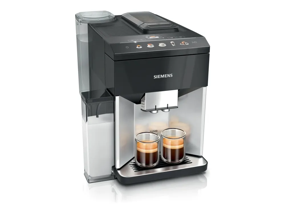 Siemens EQ.500 integral TQ513D01 - Automatisk kaffemaskine med mælkeskummer - 15 bar - daylight silver/piano black