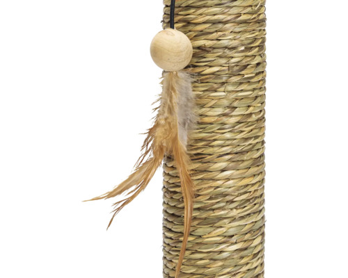 Karlie Brigitte houten krabpaal, zeegras met speeltjes, 30 x 44 x 44 cm, beige