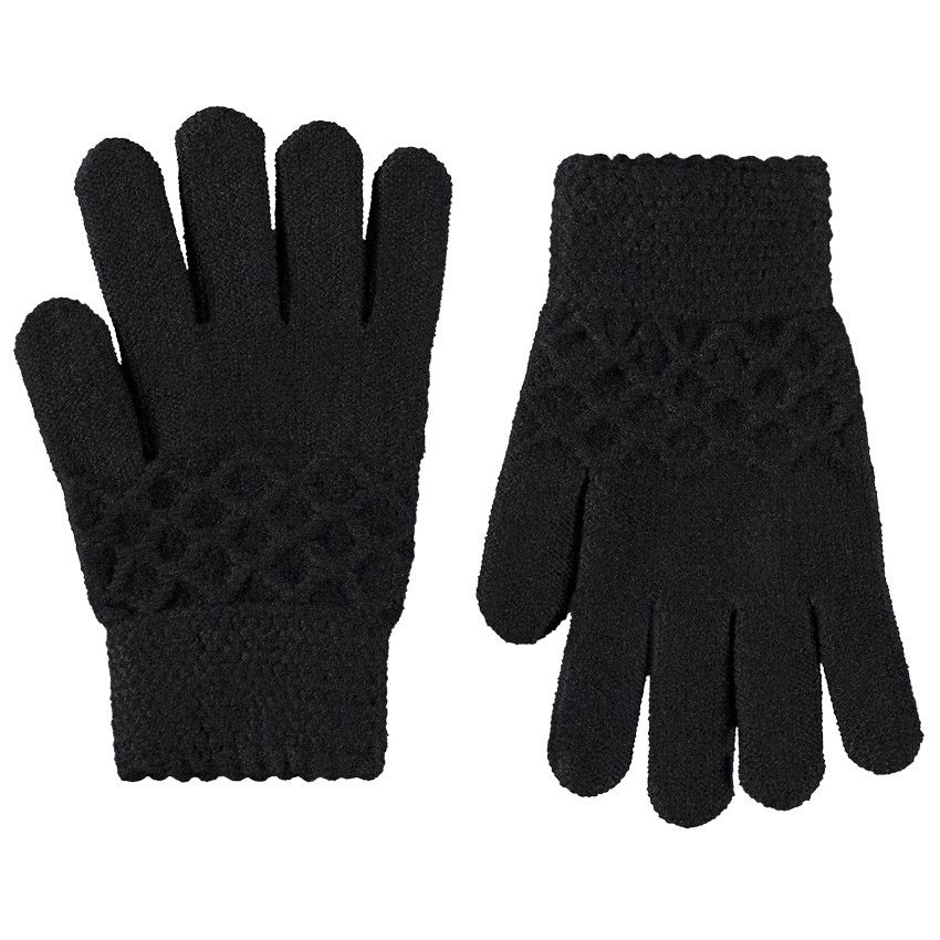 Gants en tricot fantaisie pour fille - Noir