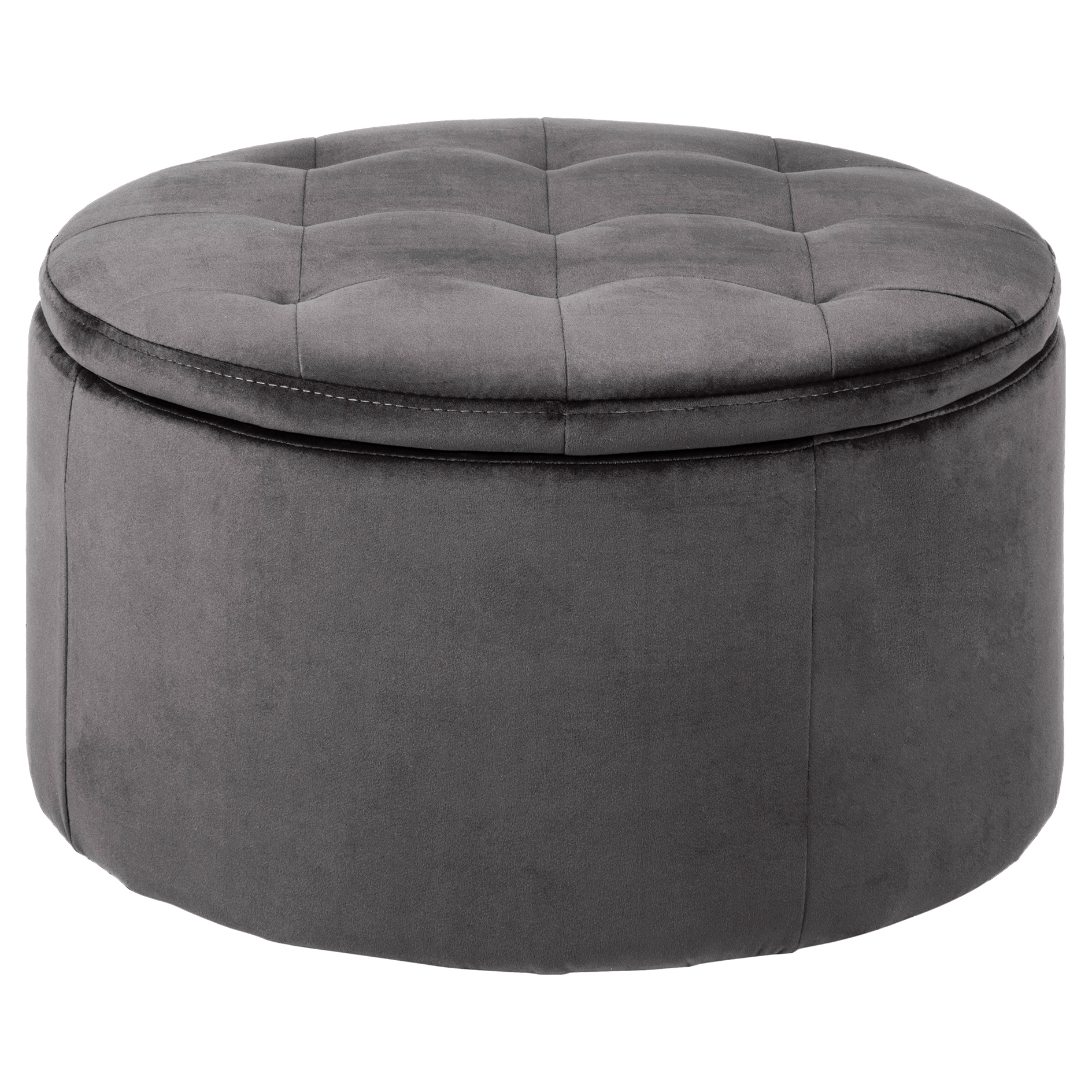 Hocker mit Aufbewahrung RETINA - grau - Samt