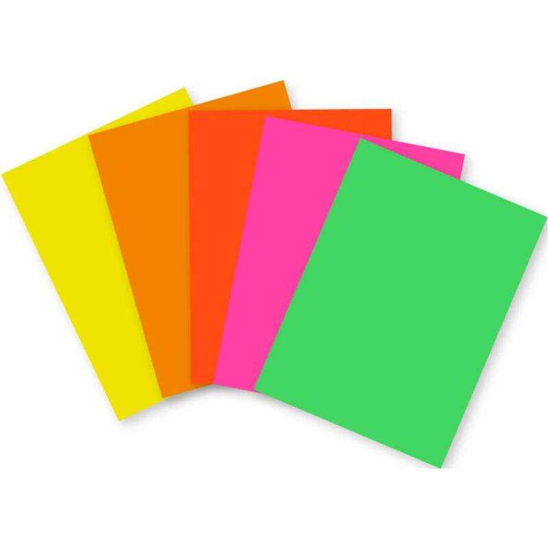 PAPIER AFFICHE FLUO, Paquet de 100 feuilles 90g/m2 au format 29,7x42cm - Assortiment