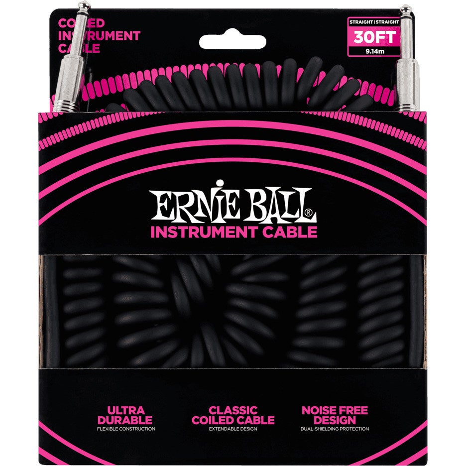 Ernie Ball 6044 gekrulde instrumentkabel 9 m zwart