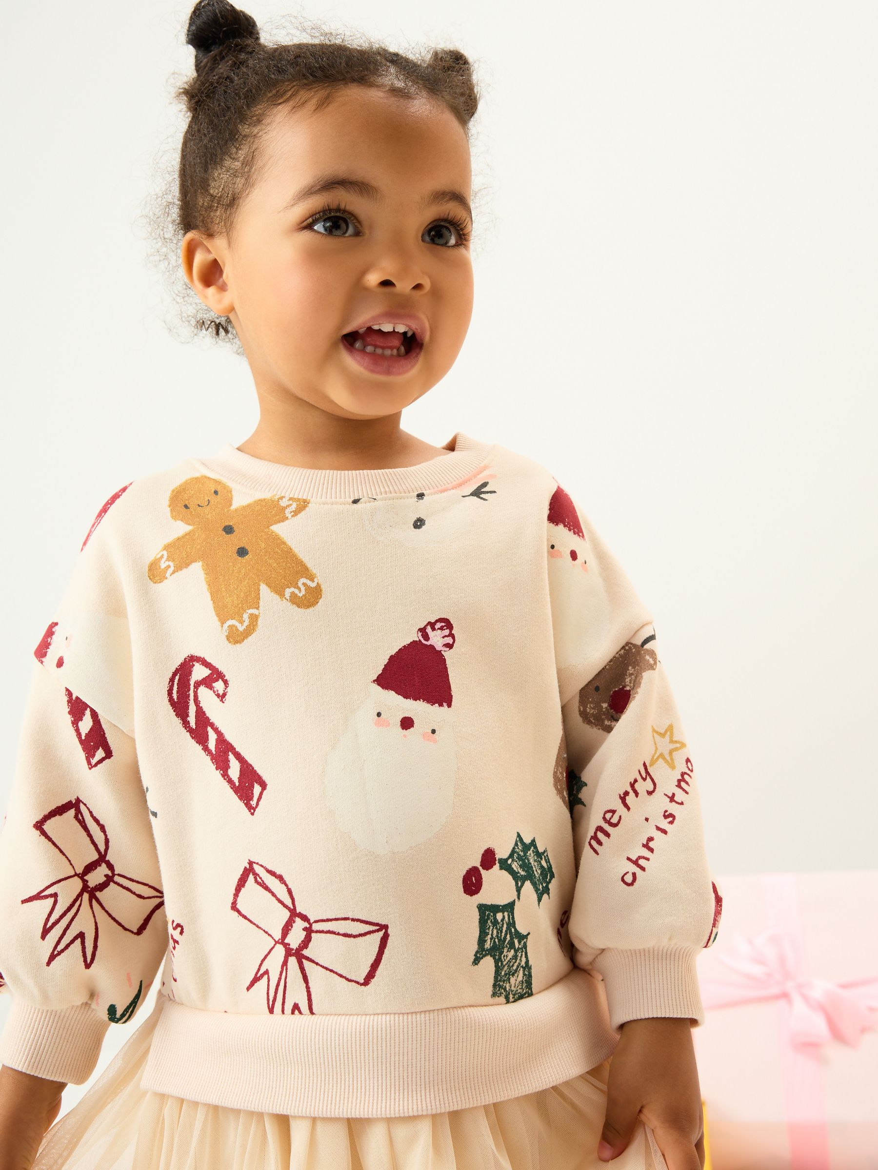 Neutrale kerst - Feestjurk van sweaterstof (3 mnd-7 jr)